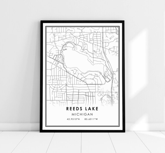 Reeds Lake Michigan Shoreline Detail Minimalist Street Map Poster