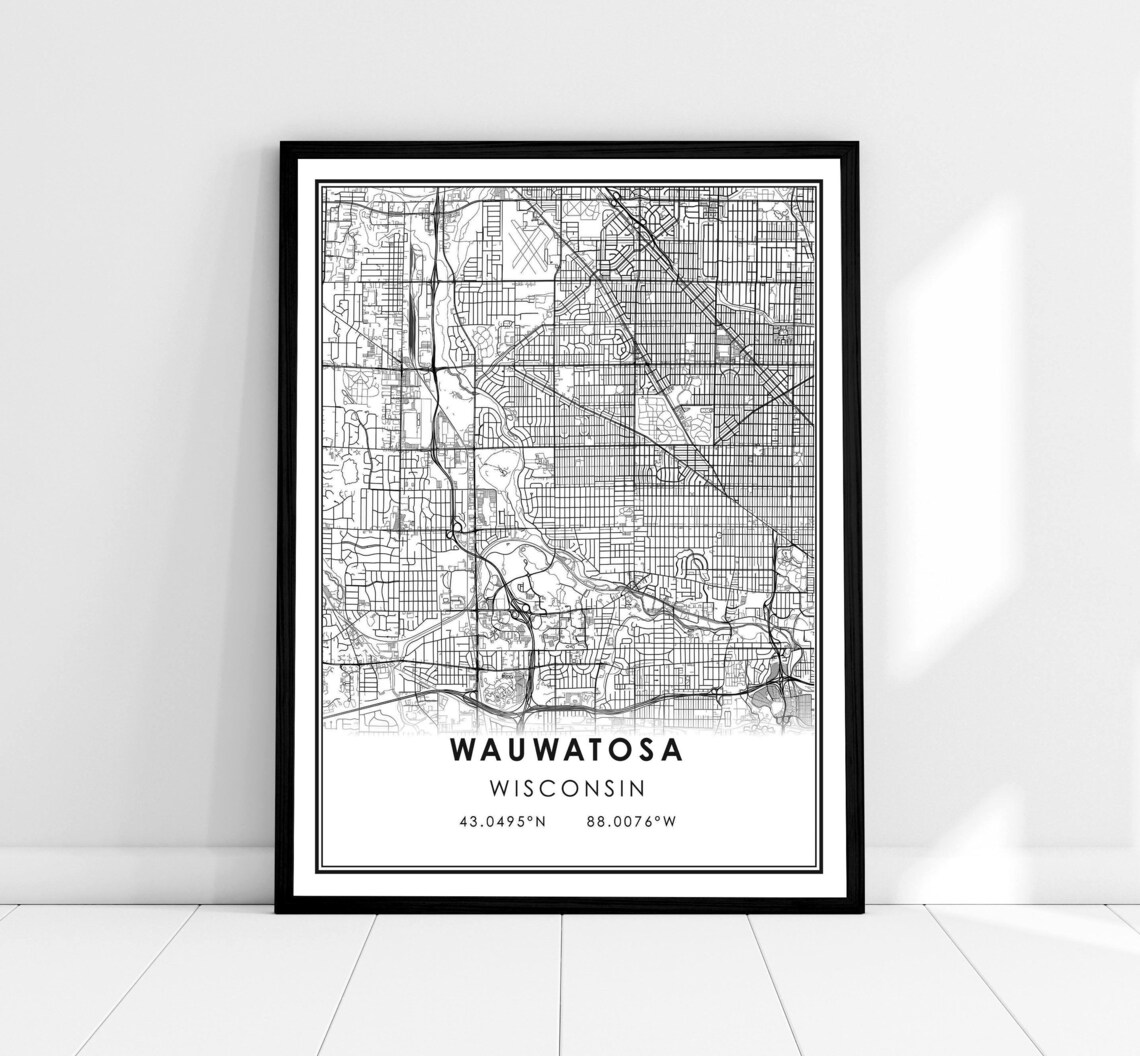 Wauwatosa Map Print, Wisconsin City Poster