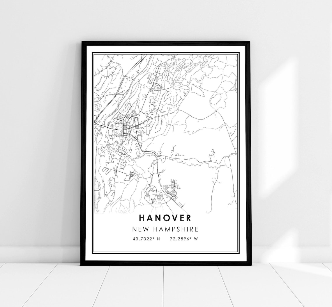 Hanover Map Print Poster, New Hampshire Travel