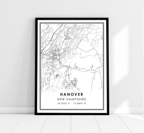 Hanover Map Print Poster, New Hampshire Travel