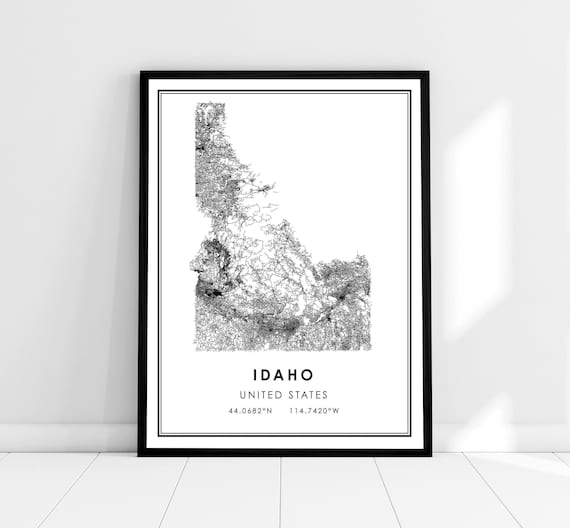 Idaho United States Map Travel Poster