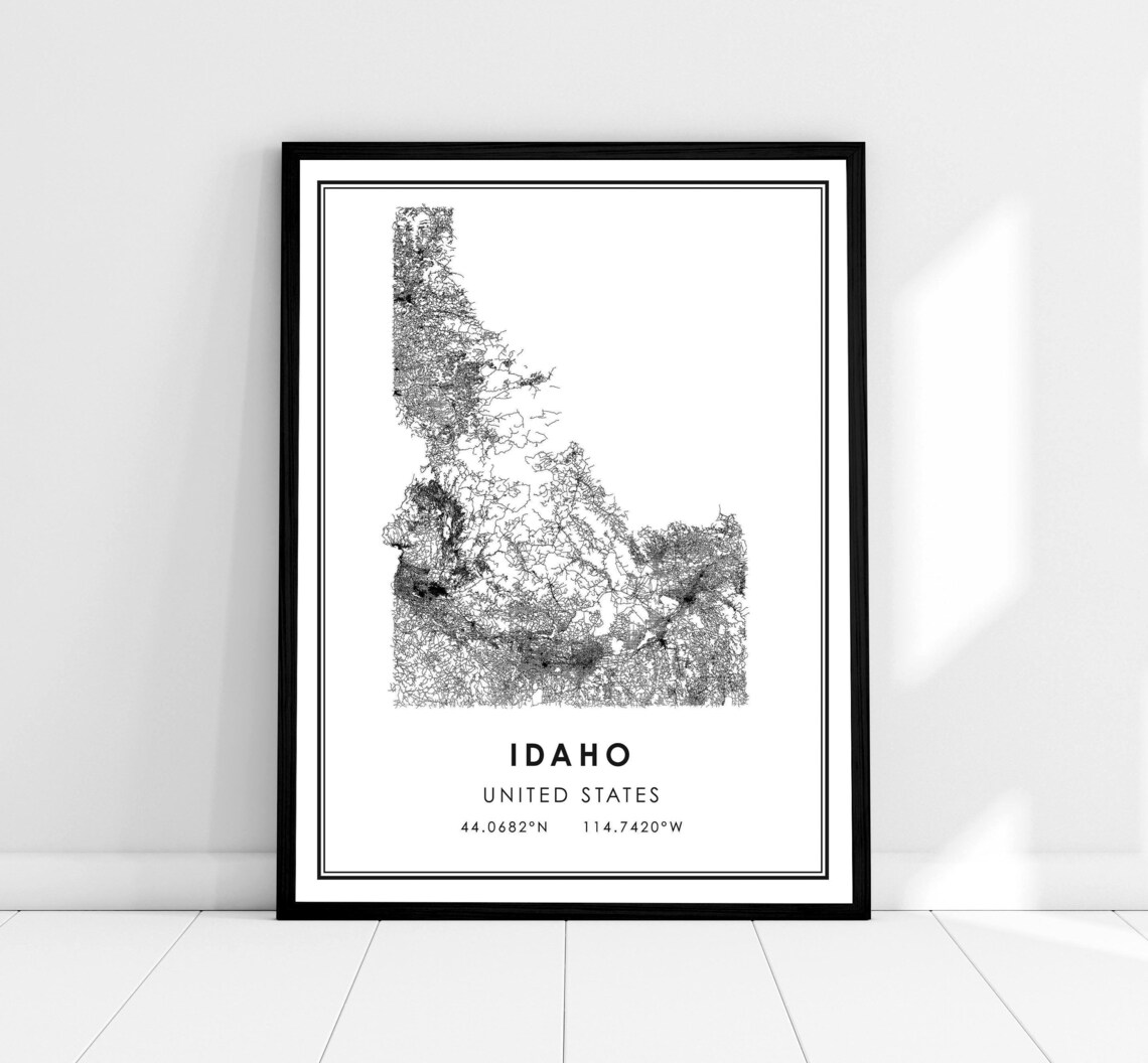 Idaho United States Map Travel Poster