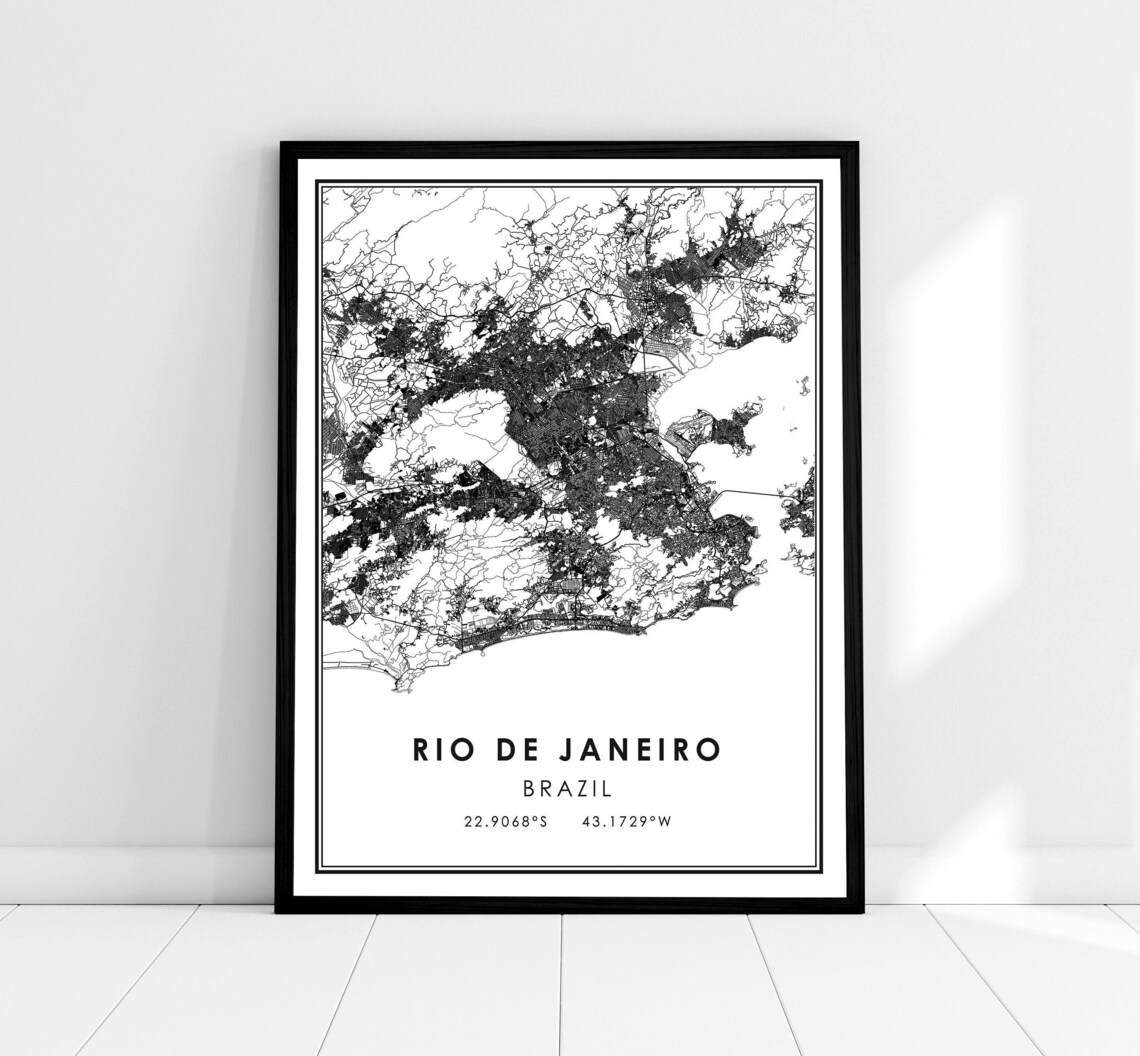 Rio De Janeiro Map Print Poster, Brazil City