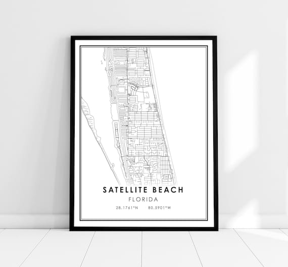 Satellite Beach Florida Coastal Minimalist City Street Map Print