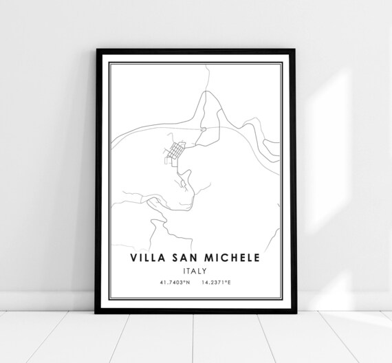 Villa San Michele Italy Minimalist Map Coordinates Travel Poster