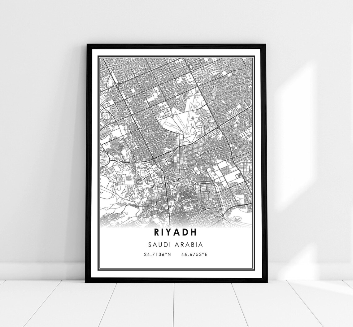 Riyadh Map Travel Poster, Saudi Arabia City
