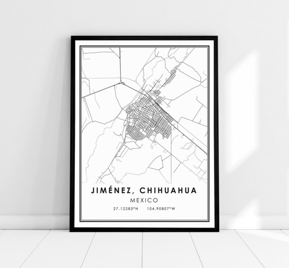 Jimenez Chihuahua Mexico Minimalist City Map Street Line Art Poster