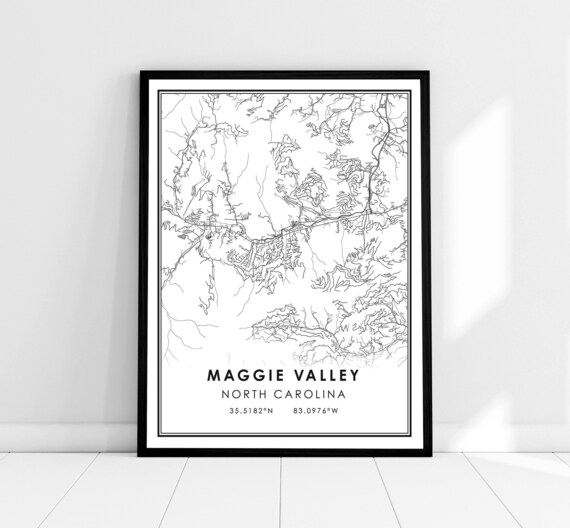 Maggie Valley North Carolina Minimalist City Map Coordinates Poster