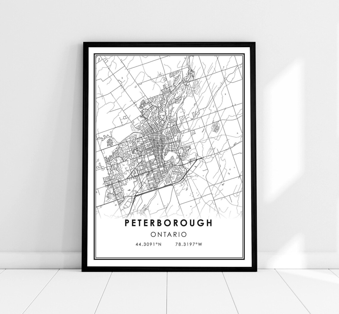Peterborough Map Print, Ontario City Travel Poster