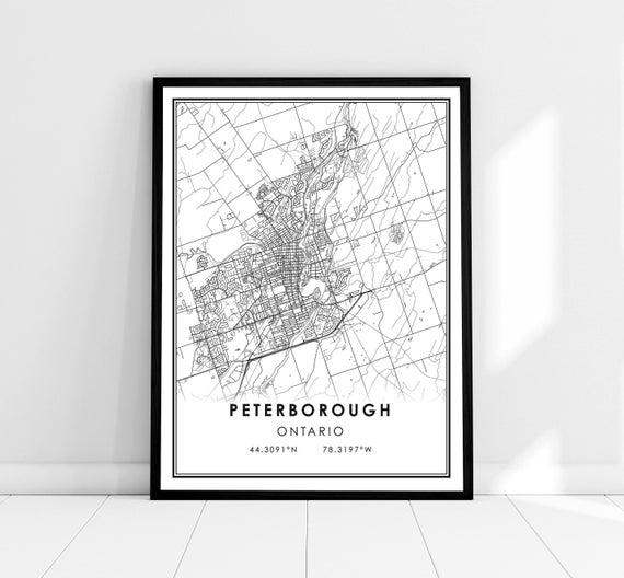 Peterborough Map Print, Ontario City Travel Poster