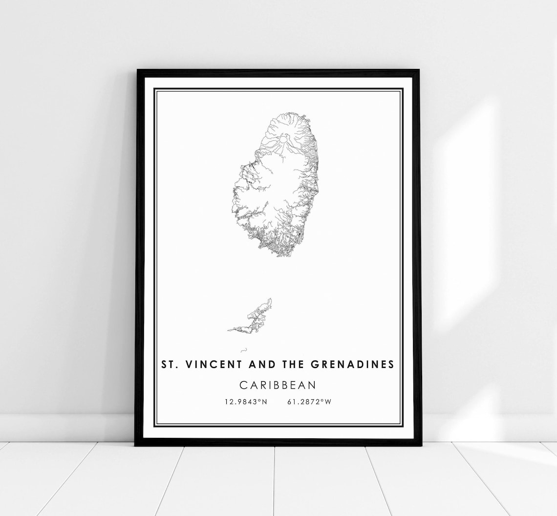 Saint Vincent And The Grenadines Map Art Print