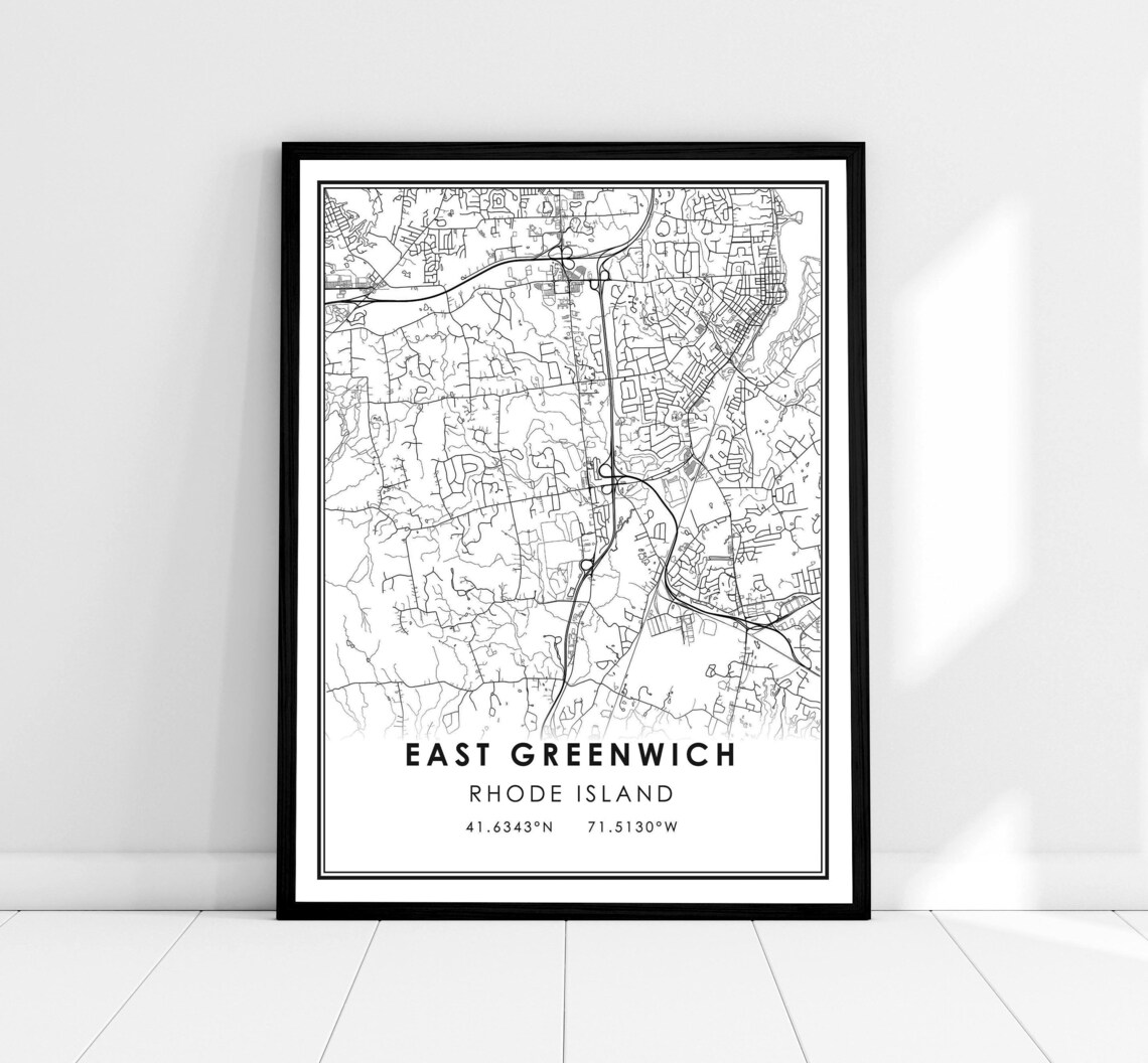 East Greenwich Map Print, Rhode Island Travel Poster