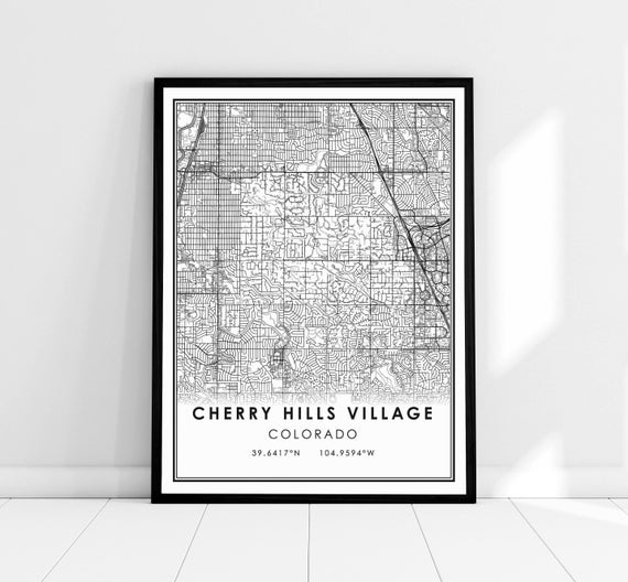 Cherry Hills Village Colorado Map Print Poster Canvas City