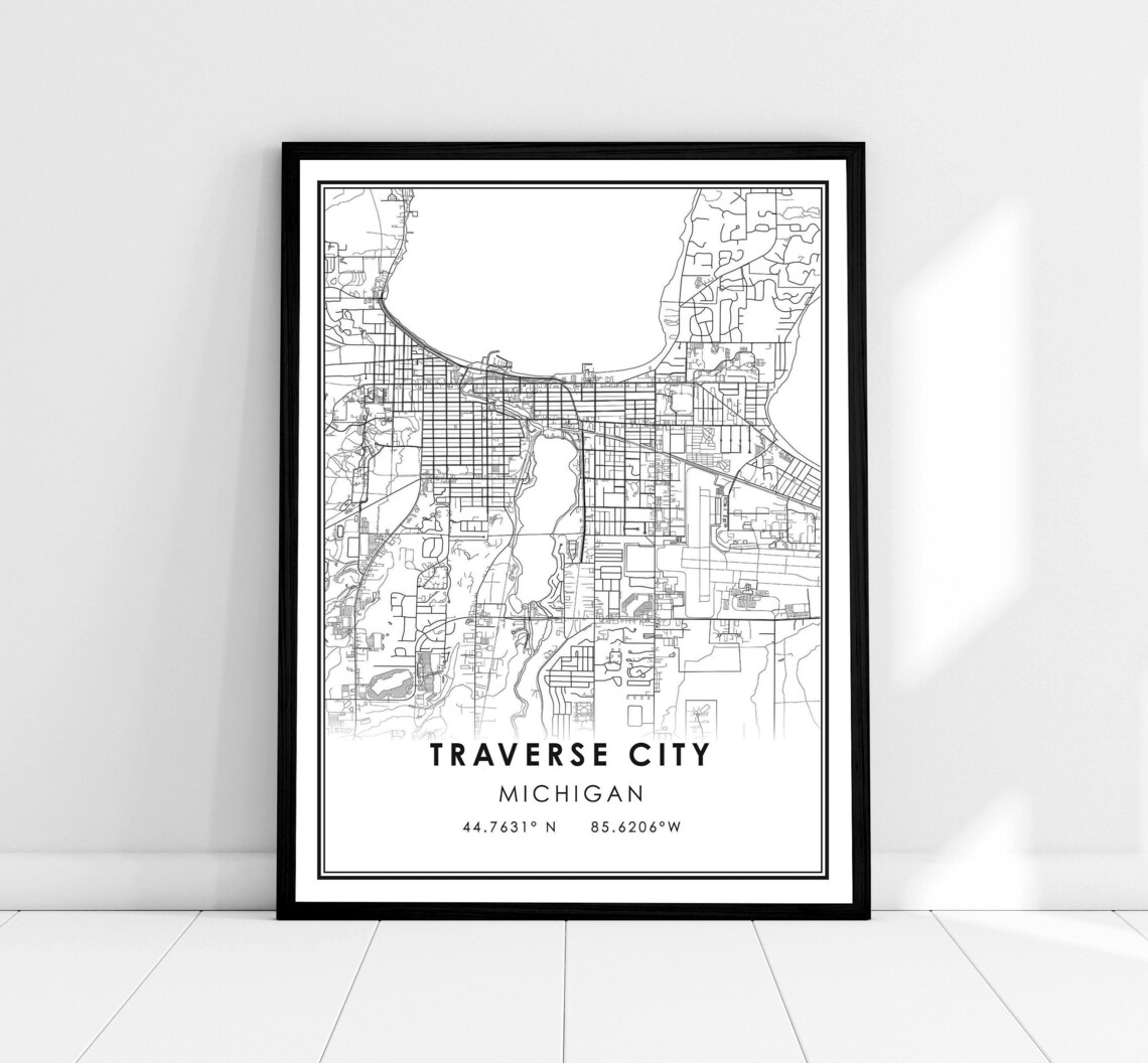 Traverse City Map Print, Michigan Travel Poster