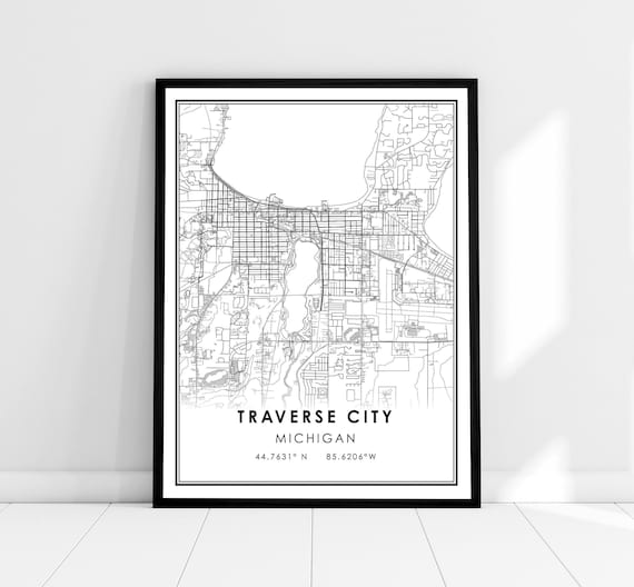 Traverse City Map Print, Michigan Travel Poster