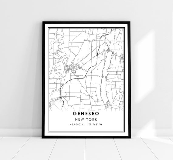 Geneseo New York Map Poster, Travel Wall Art