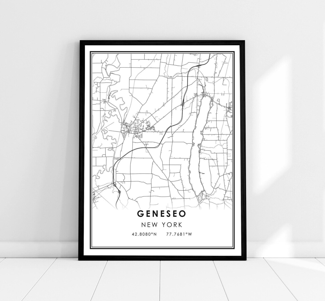 Geneseo New York Map Poster, Travel Wall Art