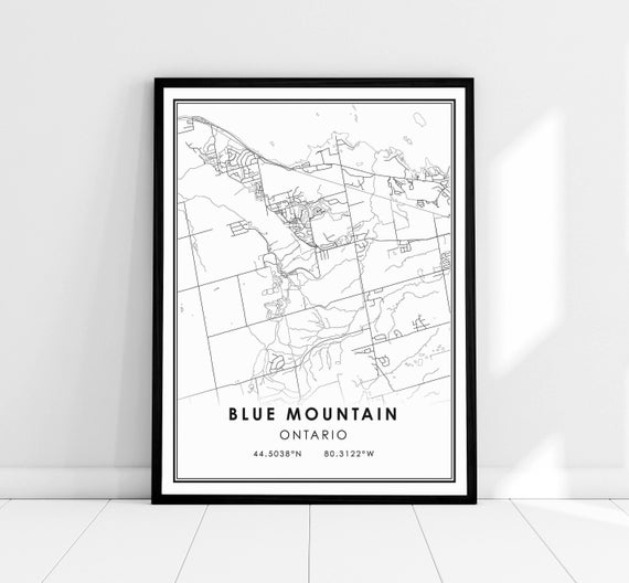 Blue Mountain Ontario Map Poster, Travel Poster