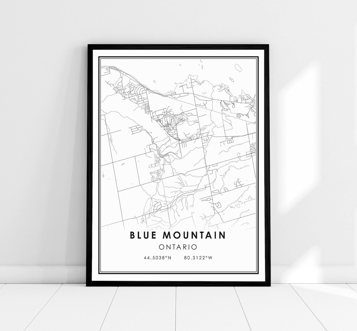 Blue Mountain Ontario Map Poster, Travel Poster