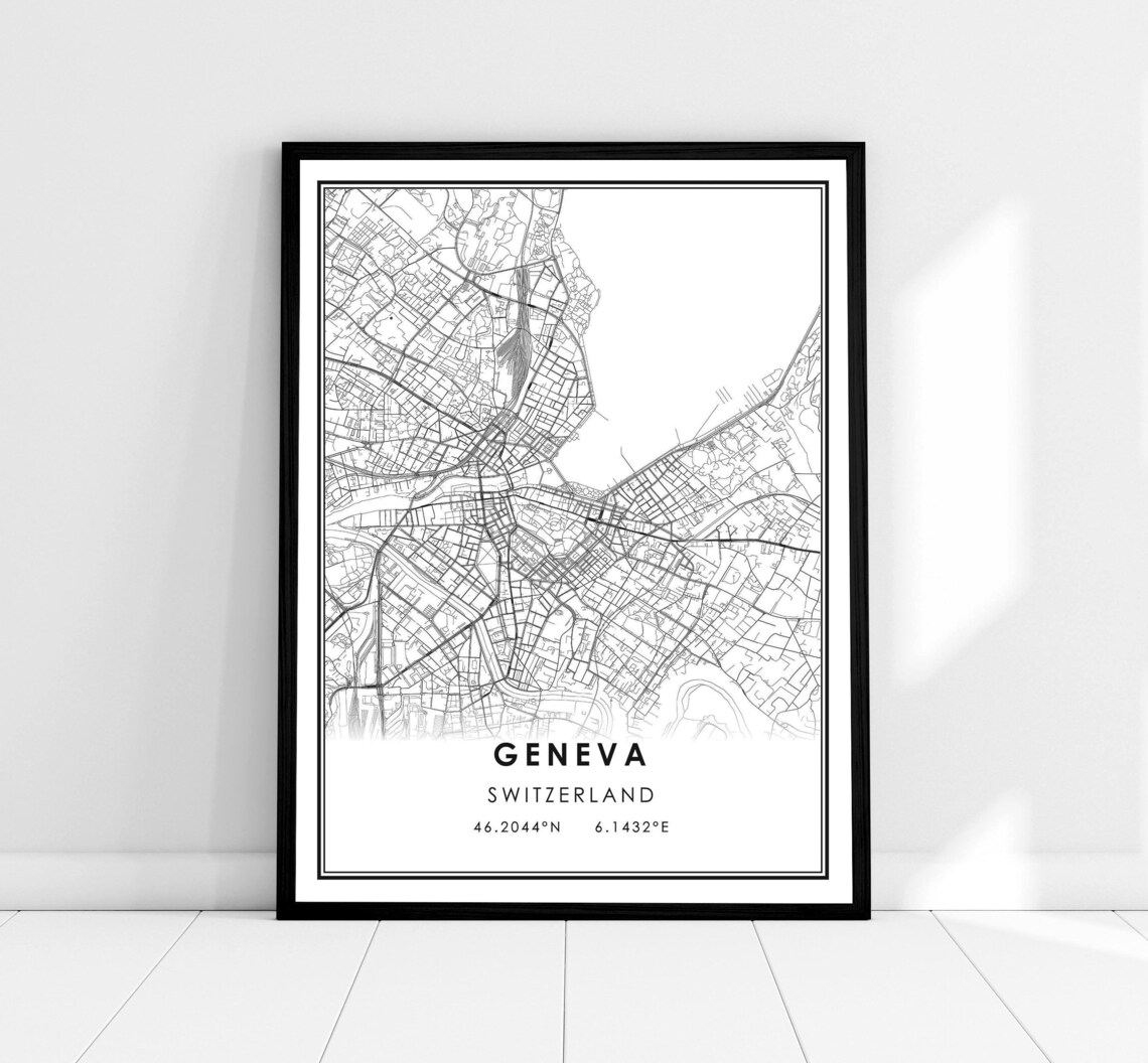 Geneva Map Print Poster, Switzerland City