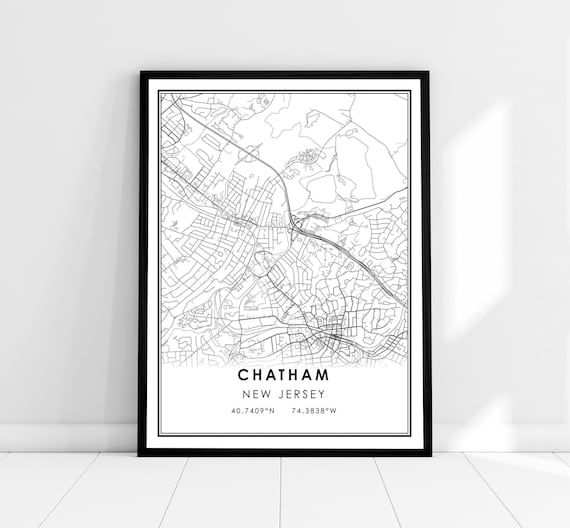 Chatham New Jersey Minimalist Street Map City Art Print Wall Decor