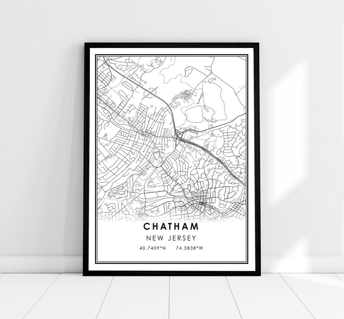 Chatham New Jersey Minimalist Street Map City Art Print Wall Decor