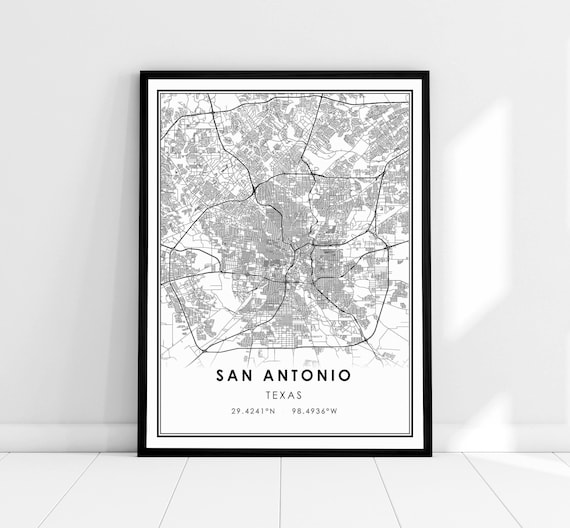 San Antonio Map Print, Texas City Travel Poster