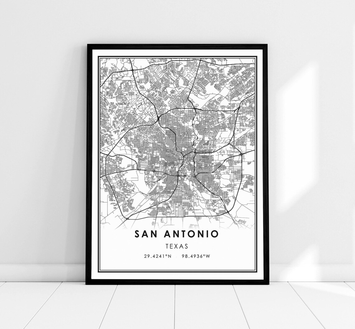 San Antonio Map Print, Texas City Travel Poster