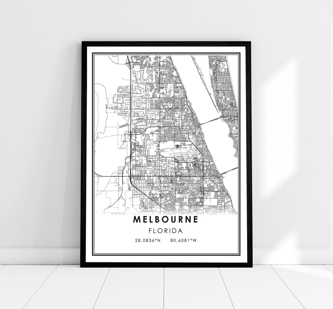 Melbourne Map Poster, Florida City Travel Poster
