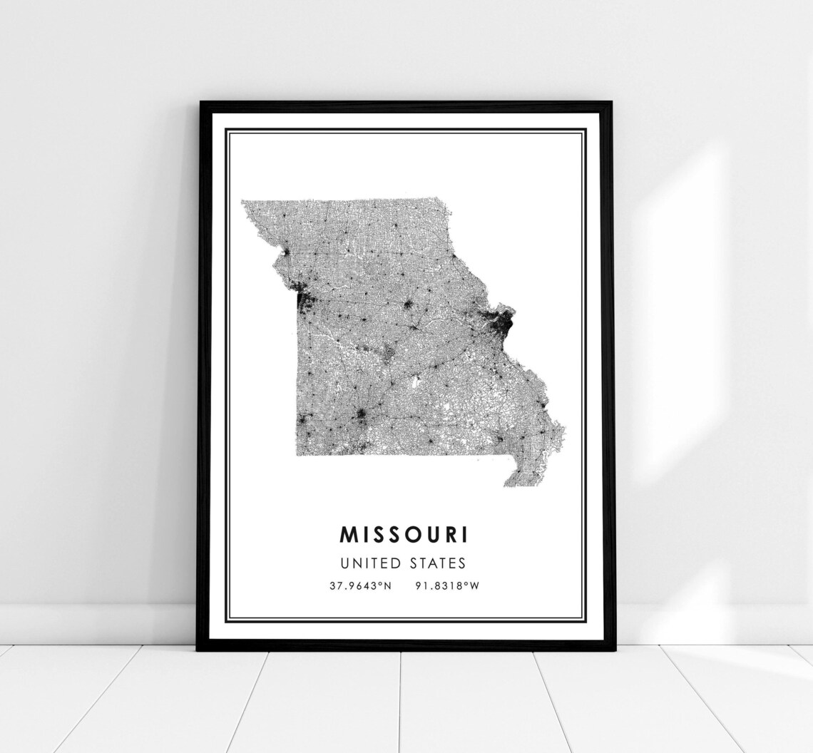 Missouri State United States Map Travel Poster