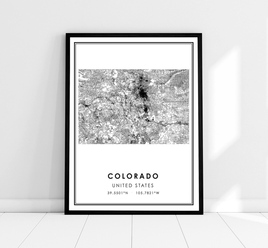 Colorado United States Map Art Print, State Road