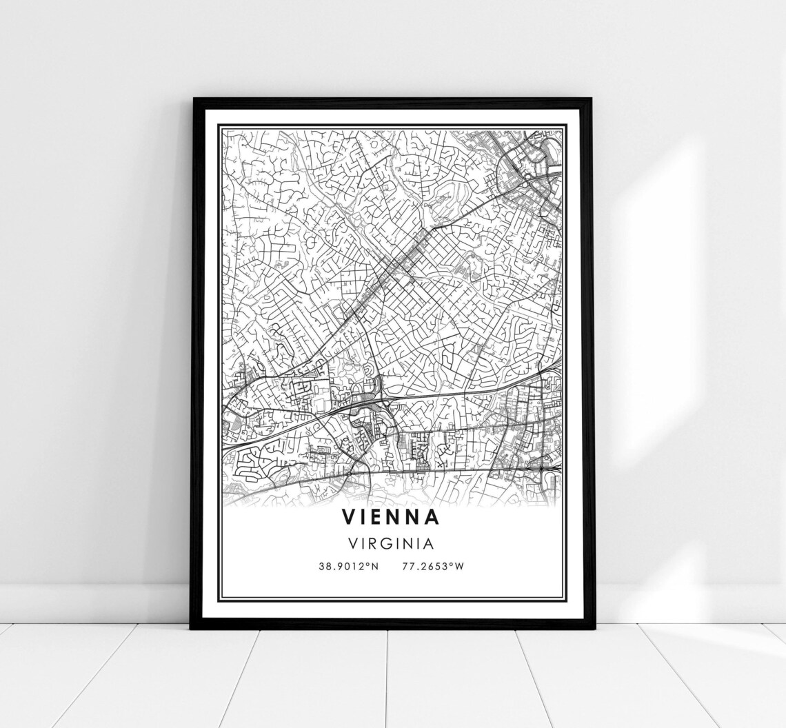 Vienna Map Print Poster, Virginia City Travel Poster