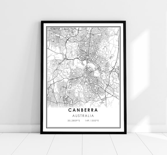 Canberra Australia Minimalist City Street Map Line Art Poster