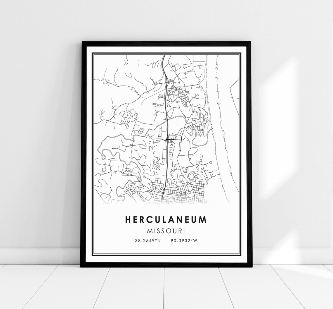 Herculaneum Missouri Minimalist Street Map Line Art Decor Poster
