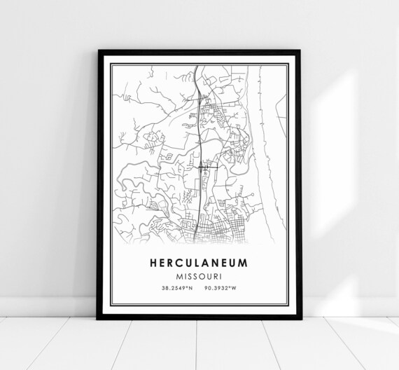 Herculaneum Missouri Minimalist Street Map Line Art Decor Poster