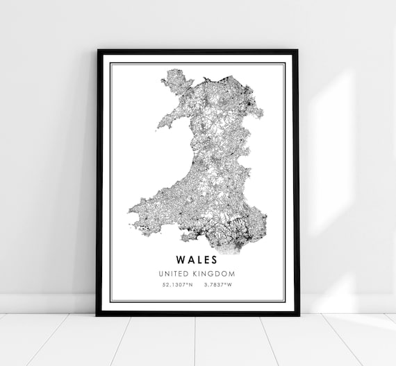 Wales Country Map Poster Print, United Kingdom