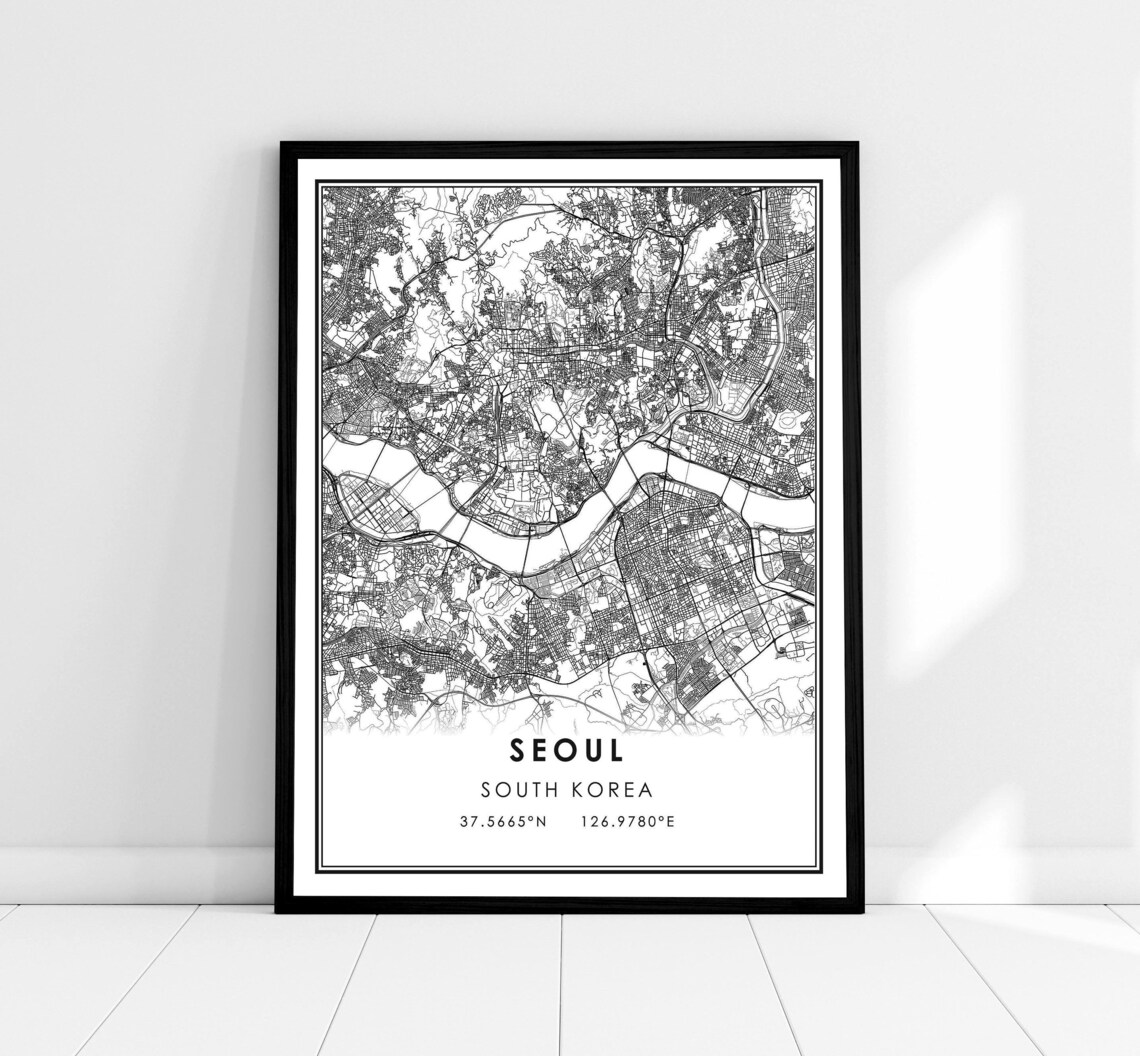 Seoul Map Print, South Korea City Travel Poster