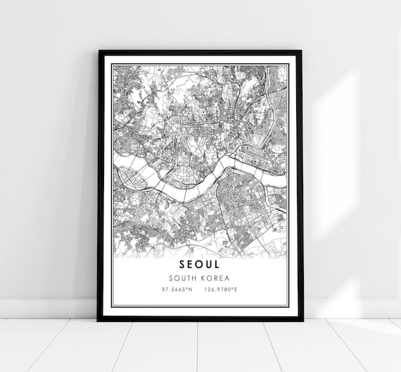Seoul Map Print, South Korea City Travel Poster