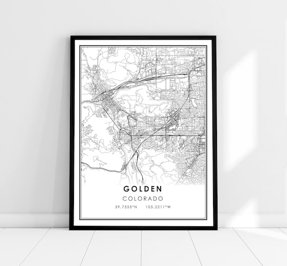 Golden Colorado City Map Poster, Travel Print