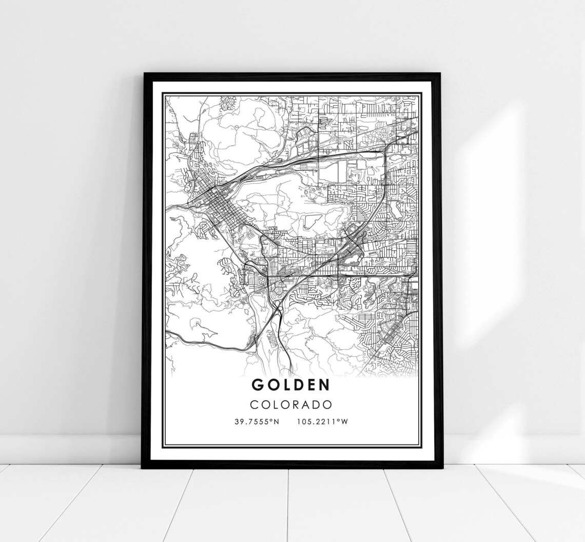 Golden Colorado City Map Poster, Travel Print