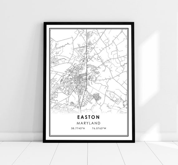 Easton Map Print, Maryland City Travel Poster