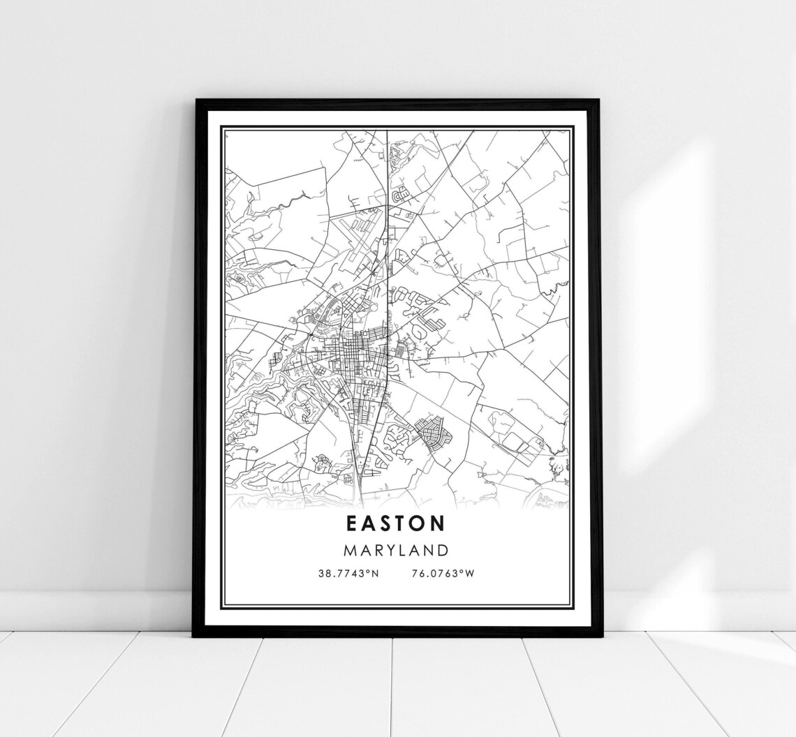 Easton Map Print, Maryland City Travel Poster