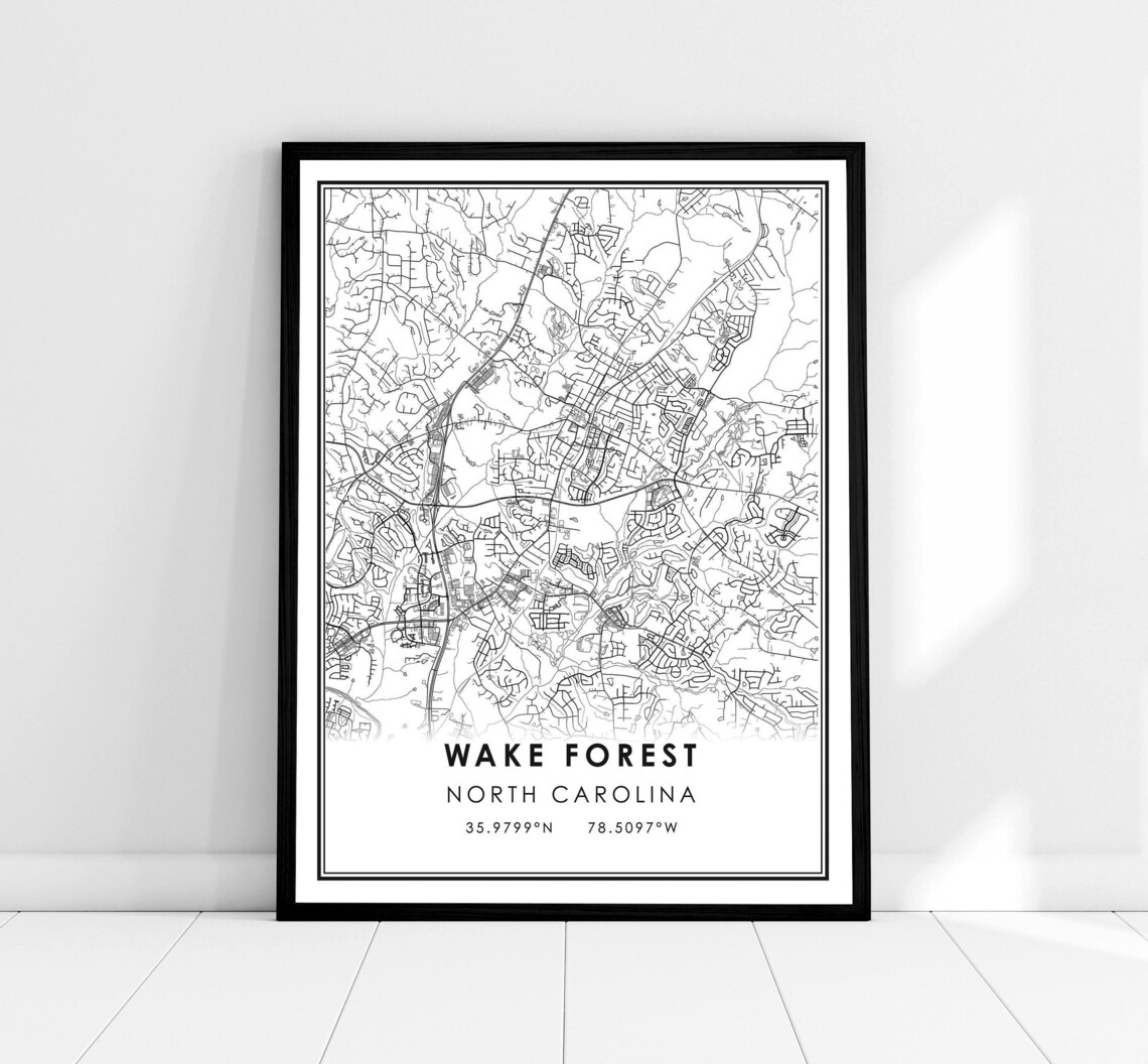 Wake Forest Map Print, North Carolina Travel Poster