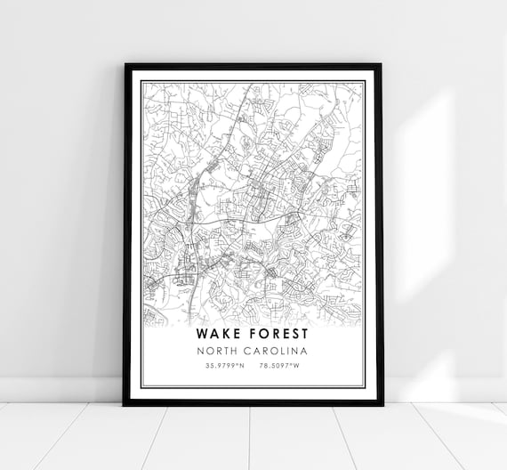 Wake Forest Map Print, North Carolina Travel Poster