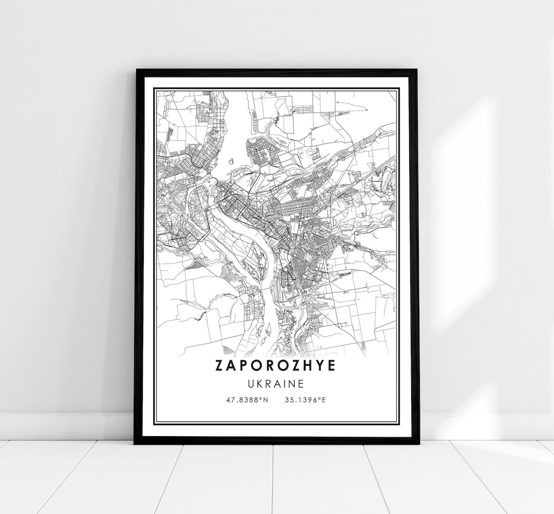 Zaporozhye Map Print, Ukraine City Travel Poster