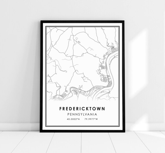 Fredericktown Pennsylvania Minimalist Town Map Line Art Poster