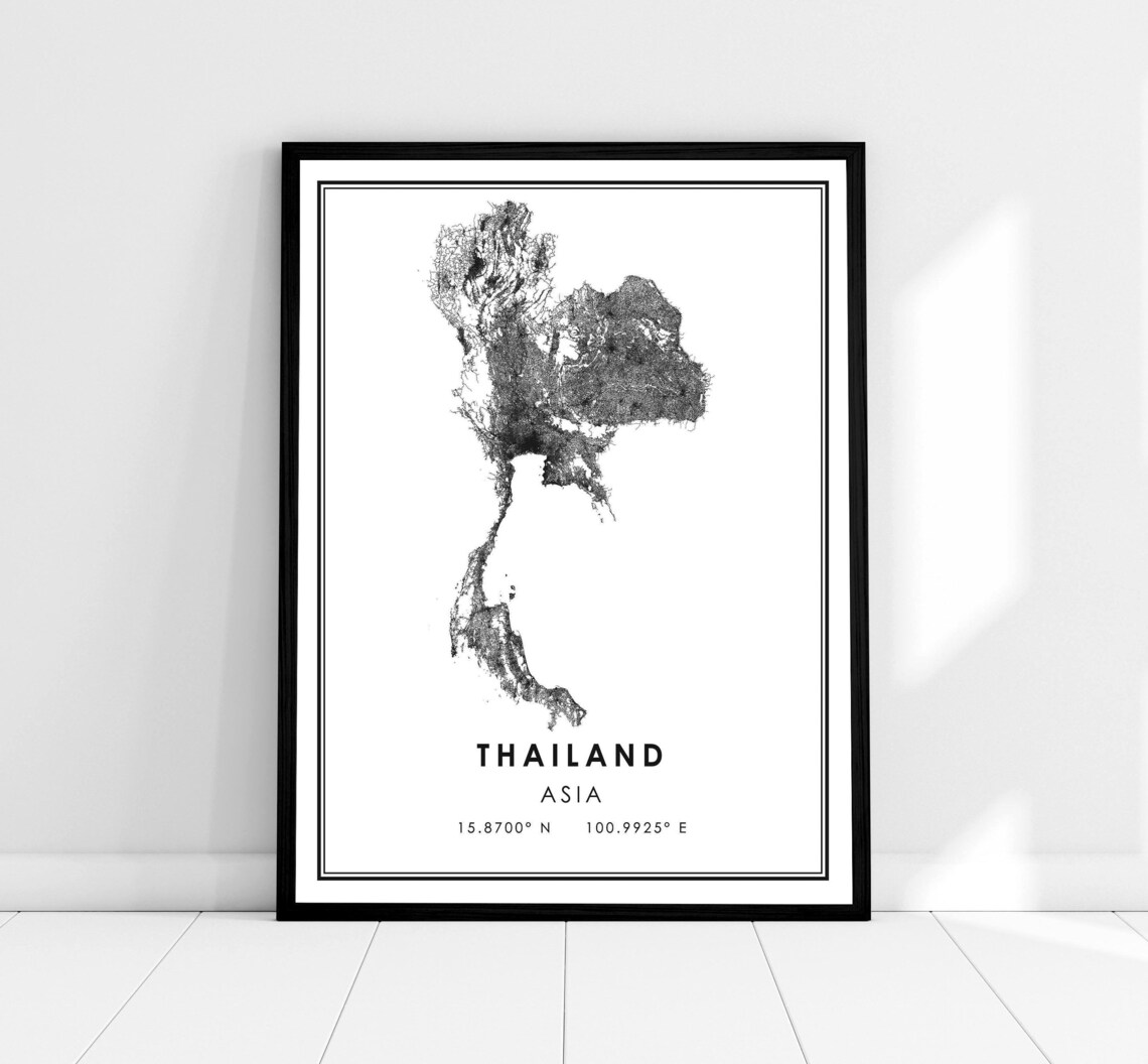 Thailand Map Travel Poster, Country Road Map Print