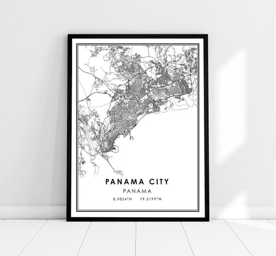 Panama City Map Print, Travel Poster