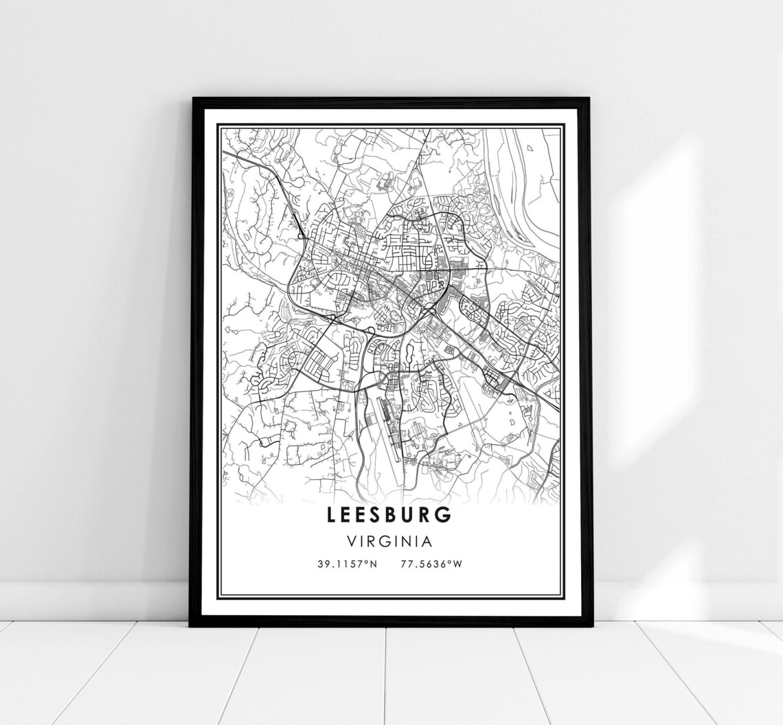 Leesburg Map Print Poster, Virginia City Map