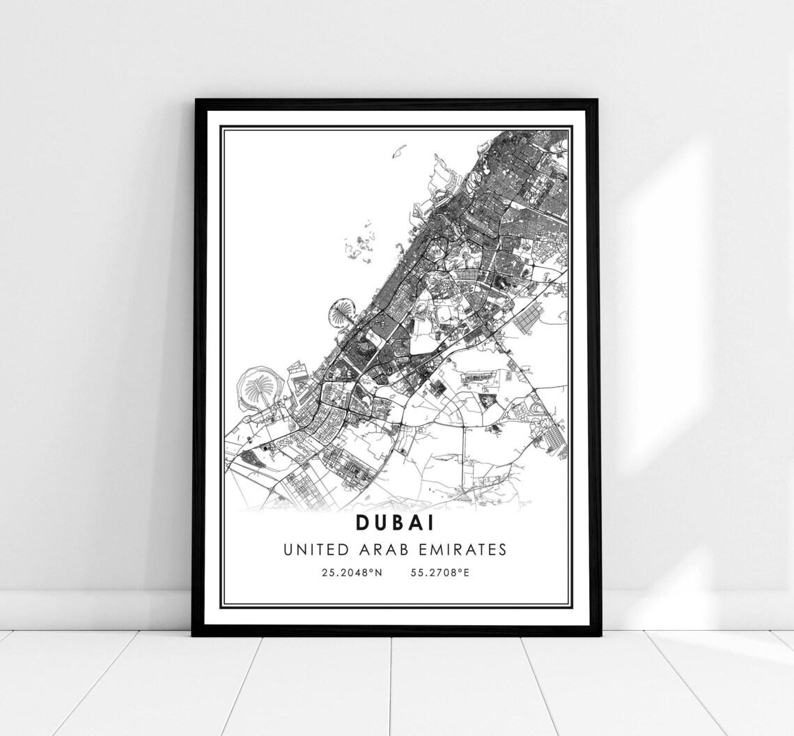 Dubai Map Print, United Arab Emirates City Poster